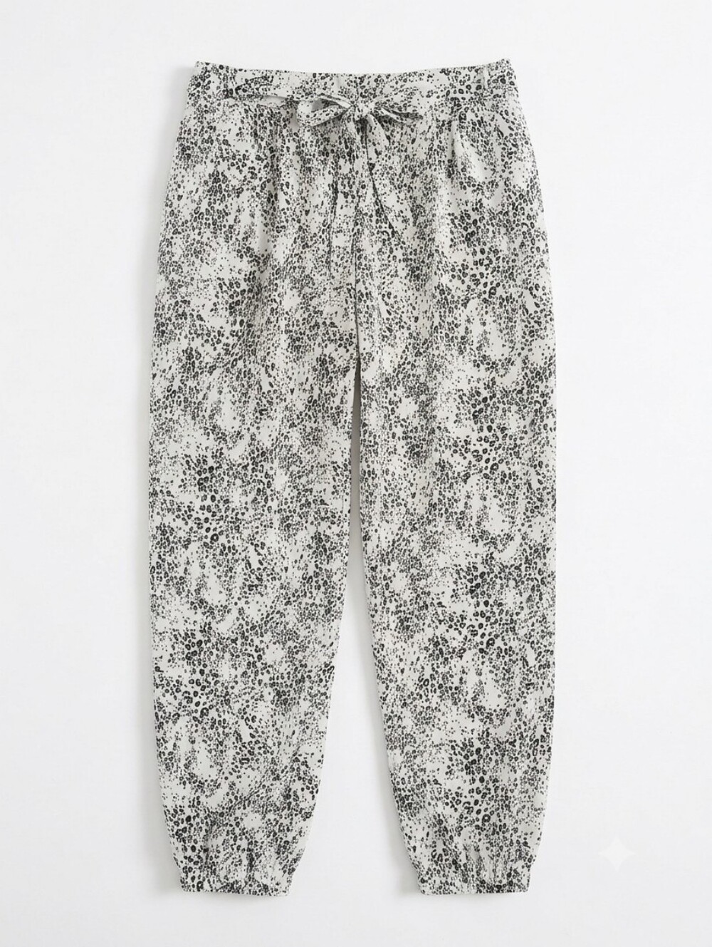 Robert Louis White Leopard Print Drawstring Jogger Pants Casual Loungewear XL